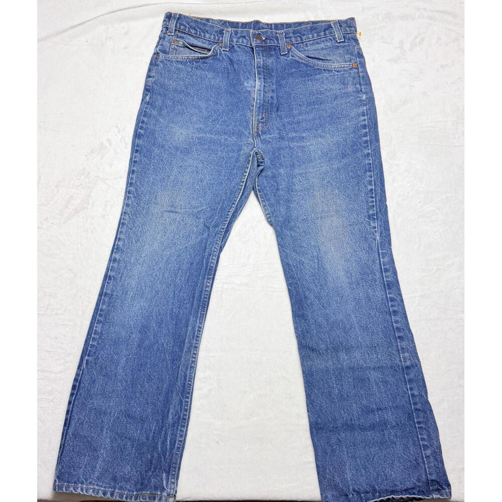 RARE late 70s Levis 517 Jeans Mens 34 35 Orange Tab Bootcut Blue wash fade